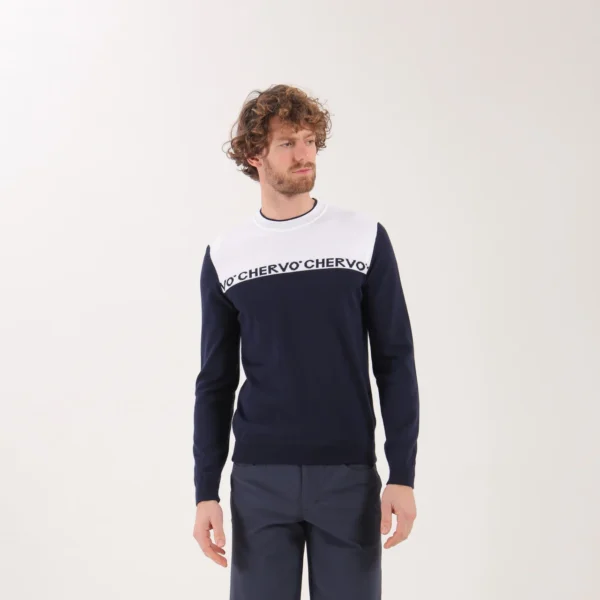 Áo len Golf nam Chervo Naviglio 65262 - White Navy E52
