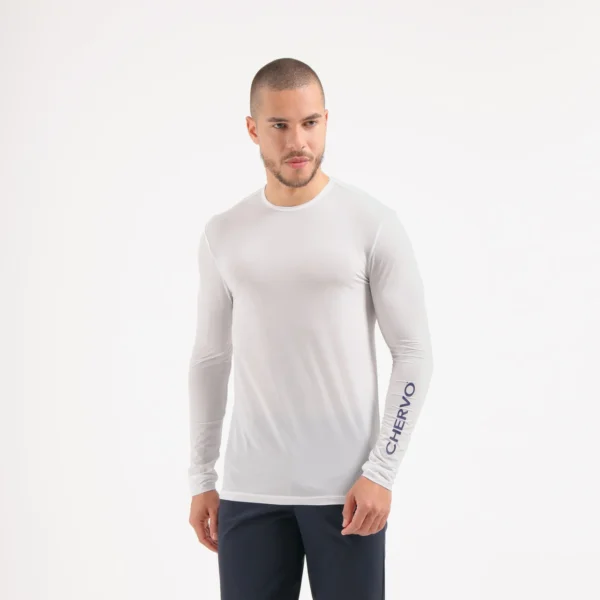 Áo Golf nam dài tay Chervo Teck 65378 - White 100