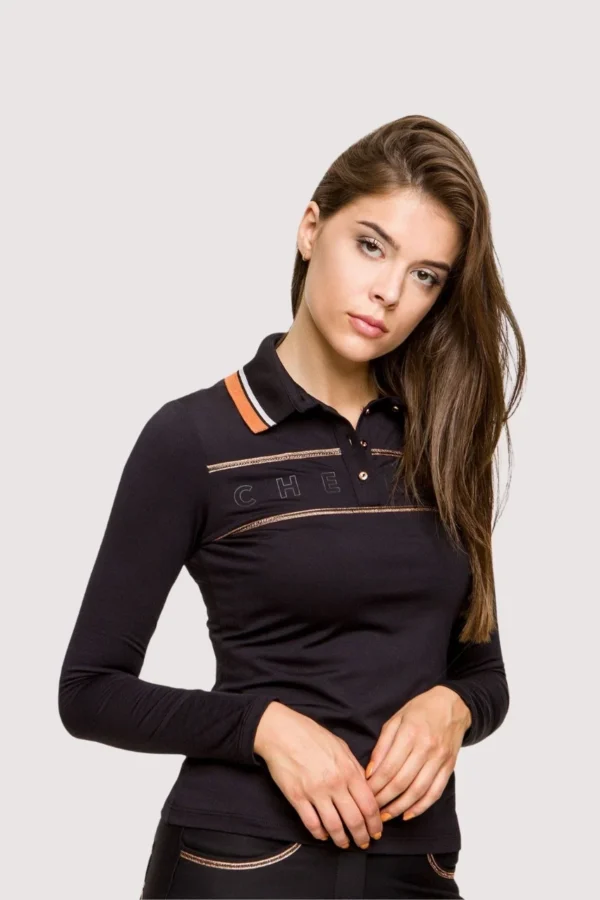 Áo Polo Golf nữ dài tay Chervo Along 63911 - Black 999