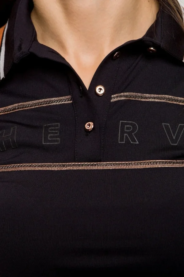 Áo Polo Golf nữ dài tay Chervo Along 63911 - Black 999